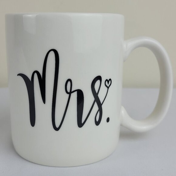Mr &Mrs mug set Wedding Marriage Gift coffee Cup Black White Bridal His Hers 90s - Picture 10 of 16